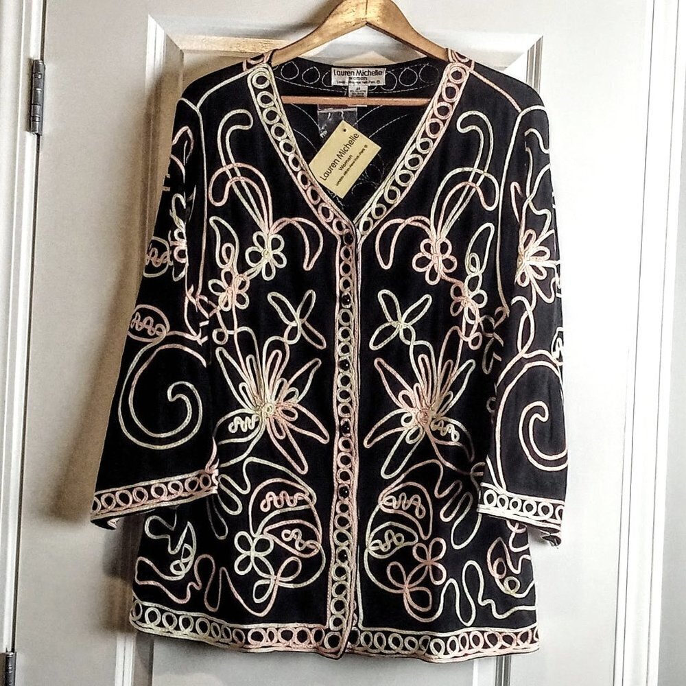 Lauren Michelle Long Cardigan Soutache Ribbon